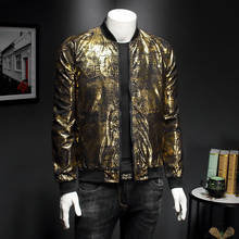 Luxury Black Gold Print Party Jacket Outfit Club Bar Coat Casaca Hombre 2020 Spring New Jacquard Bomber Jackets Men Clothes 2024 - buy cheap
