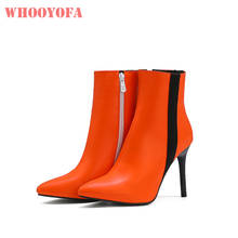 Autumn New Sweet Orange Black Women Ankle Boots  Pointed Toe High Heels Lady Formal Shoes Plus Big Size 11 43 46 48 2024 - buy cheap