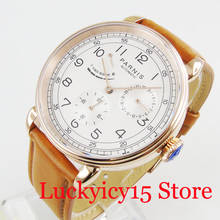 Rose Gold Mechanical Men Watch Power Reserve Indicator 42mm Watch Case PARNIS Brand High Quality Watch 2024 - buy cheap