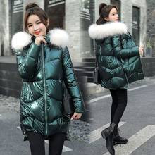 Orwindny-Chaqueta acolchada brillante para mujer, Parkas impermeables para la nieve, abrigos con capucha 2024 - compra barato