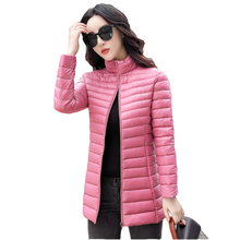 Ropa de algodón de talla grande para mujer, abrigo largo medio ajustado a la moda, con cuello alto, abrigo de algodón 2024 - compra barato