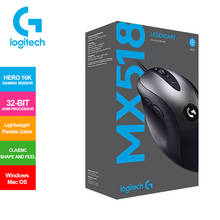 Nova logitech mx518 legendary gaming mouse com sensor de herói 16k dpi clássico febre nível legend rato renascer para windows mac os 2024 - compre barato