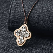 Orthodox Church Necklace for Men Religious Cross Crucifix Necklace Jesus Pendant Wooden Statement Jewelry Rope Chain NC215 2024 - buy cheap