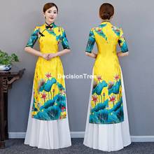 2022 chinese aodai vietnam cheongsam folk style feminine qipao chinese dress for women traditional floral print ao dai dress 2024 - buy cheap