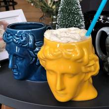 Taza de cerámica con cabeza de David, vaso de escultura de Apolo griego antiguo de gran capacidad, taza de café personalizada para oficina, decoración de escritorio 2024 - compra barato