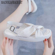 Sandálias femininas de couro legítimo, sapatos de verão baixos e antiderrapantes com fundo macio hy722 2024 - compre barato