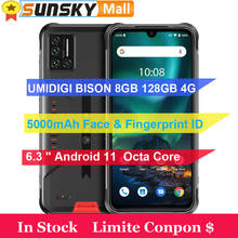 Смартфон UMIDIGI BISON защищенный, 8 Гб 128 ГБ, аккумулятор 5000 мАч, камера 48 МП, сканер отпечатка пальца, экран 6,3 дюйма, на базе Android 11, Восьмиядерный, OTG, NFC, 4G 2024 - купить недорого