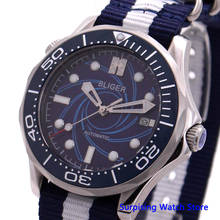 Bliger 41mm Blue Dial Mechanical Mens Watch Nylon Strap Sapphire Crystal Luminous Waterproof Calendar Automatic Wristwatch Men 2024 - buy cheap