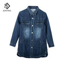 Jaqueta jeans feminina folgada, casaco jeans feminino manga comprida plus size 3xl c80612l 2024 - compre barato