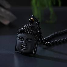 Obsidiana Natural colgante de Buda gantama para mujer y hombre, joyería de obsidiana 2024 - compra barato