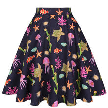 2022 dropshipping women skirts turtle starfish print skirt VD0020 cotton high waist swing skirts 2024 - buy cheap