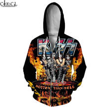 HX Newest Rock Kiss Band Popular Zipper Hoodies Streetwear 3D Print Men Women Hip Hop Unisex Harajuku Zip Hoody Pullover Tops 2024 - buy cheap