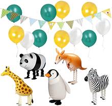 Jungle Safari Party Supplies Walking Animal Balloons & Triangle Flag Banner & Latex Balls for Zoo Theme BBQ Birthday Party Decor 2024 - buy cheap