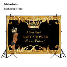 Black Baby Shower Party Royal Prince Backdrop Boy Gold Crown Photography Background Royal Blue Backdrops Photo Prop 938 2024 - buy cheap