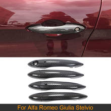Molduras para manijas de puerta de coche, pegatinas de fibra de carbono para Alfa Romeo, Giulia, Stelvio, 2017-2019 2024 - compra barato