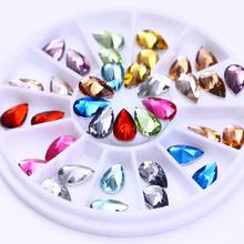 Feilang-diamantes de imitación para decoración de uñas, 36 unidades, 5mm X 8mm, no Hotfix, gota de agua, Flatback, Strass, piedras de cristal para decoración 3D 2024 - compra barato