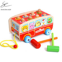 2019 New Wooden Toys Enlightenment Percussion Toy Wooden Blocks Beat Hamster Colorful Tap Car Educational Toys Children Baby 2024 - buy cheap
