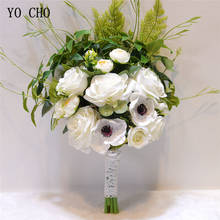 Artificial Rose Flowers White Autumn Big Bouquet Silk Fake Flowers Grass Bouquet Home Decor Christmas Party Wedding Decoration 2024 - buy cheap