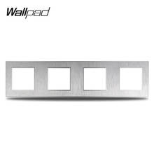 Wallpad S6 DIY Quadrup 4 Way Silver Panel Brushed PC  For Wall Switch Socket Imitating Aluminum Plate Free Combination, 344*86mm 2024 - buy cheap