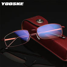 Yoske anti-luz azul óculos de leitura mulher homem matel quadro hyperopia presbiopia óculos de prescrição + 1.0 1.5 2.5 caixa whit 2024 - compre barato