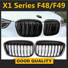 F48 карбоновое волокно Single-планка переднего бампера Решетки Решетка для BMW X1 F48 F49 5-дверей 2015 2016 гриль сетки 2024 - купить недорого