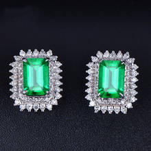 Luxury Emerald cz Stud Earring 925 sterling silver Jewelry Engagement Wedding Earrings for Women Bridal Statement Party Gift 2024 - buy cheap