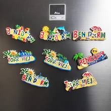 Pegatina magnética de Benidorm Torrevieja para nevera, pegatina de pasta de resina 3D para decoración del hogar, regalo para regalo, España 2024 - compra barato
