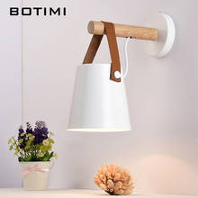 BOTIMI Nordic Wood Wall Lamps Modern Wall Mounted Luminaire Iron Wall Sconce For Bedside Light Bedroom Lighting fixtures 2024 - buy cheap