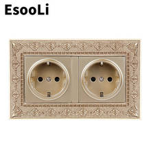 EsooLi 16 А двойная фотография 4D тиснение Ретро панель из цинкового сплава 16 А электрическая розетка 146*86 Тип 2024 - купить недорого