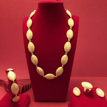 Conjunto de joias douradas 24k dubai, joias femininas da índia, conjunto de jóias com pingente e colar para festa de casamento e noivado 2024 - compre barato