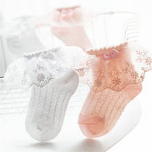 Носки для маленьких мальчиков и девочек; повседневные детские летние сетчатые носки принцессы с кружевным бантом; носки принцессы для новорожденных; летние тонкие носки для малышей 2024 - купить недорого