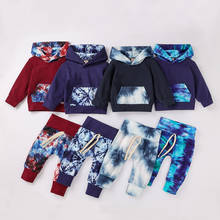2pc Baby Boys Clothes Set Newborn Infant Tie-dye Hooded Sweatshirt Pants Outfits Winter Autumn Long Sleeve Top Pants Free Ship 2024 - buy cheap