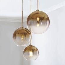 Modern Glass Ball Pendant Light Gradient color Hanging Lamp Hanglamp Kitchen Light Fixture Dining Living Room Bedside Luminaire 2024 - buy cheap