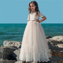 Satin Flower Girls Dresses With Bow Sash First Communion Dress For Little Kids Party Birthday Dress Toddlers Formal Pageant Gown 2024 - buy cheap