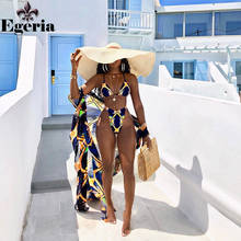 Bikini Bandage de cintura alta para mujer, traje de baño Sexy estampado, conjunto de Bikini, ropa de playa brasileña 2021 2024 - compra barato