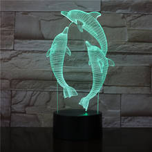 Lámpara de delfín 3D ilusión Led luz de noche 7 colores Mesa novedad decoración luces con botón táctil para amigos niños regalo 3578 2024 - compra barato