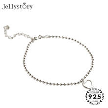 Jellystory-pulsera de plata 925 para mujer, brazalete de cadena con cuentas en forma de corazón, regalos de fiesta de boda, venta al por mayor 2024 - compra barato