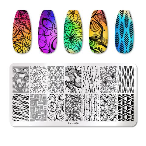 PICT YOU Nail Stamping Plates Line Nail Art Plate Pictures Stencil Stainless Steel Stamping Nail Template Nail Design Tools 2022 - buy cheap