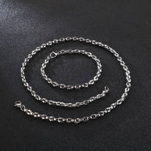 HAOYI-Conjunto de collar y pulsera de acero inoxidable para hombre, accesorios de joyería, cadena pesada, Color dorado y plateado 2024 - compra barato