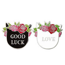 A pair of flower cat enamel pin good luck love gift 2024 - buy cheap