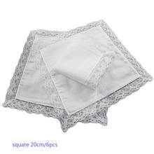 6pcs/lot 20CM Fashion Cotton white lace Printed square Handkerchief men women hanky Children towel wedding party Christmas gift 2024 - buy cheap