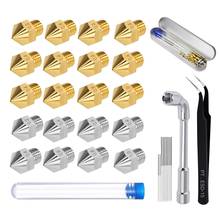 20Pcs 3D Printer Nozzle Kit, Brass+Stainless Steel MK8 Nozzles Extruder Print Head with Nozzle Cleaner Tool 2024 - buy cheap