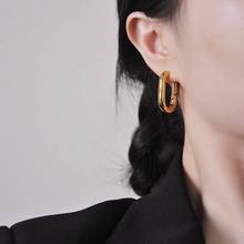 Brass Geo Irregular Stud Earring Statement Women Jewelry Punk Party Gown Brincos T Show Runway Rare Korean Japan Style INS 2024 - buy cheap