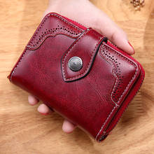 Women Wallet Retro Oil Wax Leather Female European and American Ladies Short Wallet Zipper Female Wallet 2024 - buy cheap