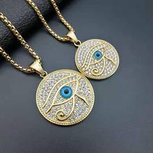 Gold Silver Color Men's Necklace Rhinestone Pendant Eye of Horus Ancient Egypt Necklaces Stainless Steel for Men Jewelry 2024 - buy cheap