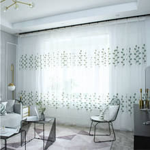 Nórdico moderno sheer cortinas brancas bordada folhas tule cortina sala de estar quarto café hotel cortinas voile decoração da janela 2024 - compre barato