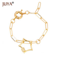 JUYA-pulsera con colgante para mujer, Brazalete de eslabones, cadena, Cruz, estrella, Color dorado 2024 - compra barato