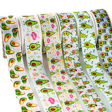 Fruit Avocado Printed Green Grosgrain Satin Ribbon DIY Handmade Material  10yards 2024 - купить недорого