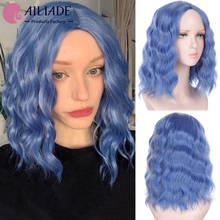 AILIADE Synthetic Short Wavy Wig Orange Black Blue Brown Lolita Cosplay Wigs For Women Heat Resistant Middle Part False Hair 2024 - buy cheap