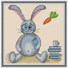 Rabbit eating radish counted printed on the canvas  11CT 14CT DIY kit Cross Stitch embroidery needlework Sets home decor 2024 - buy cheap